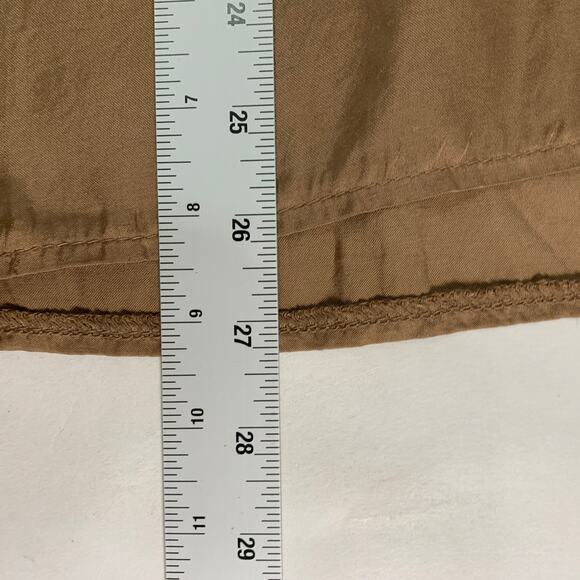 Sofia Made in Italy Brown Satin Flowy Peasant Blouse Boho OS Hippie Pleated - Picture 7 of 8